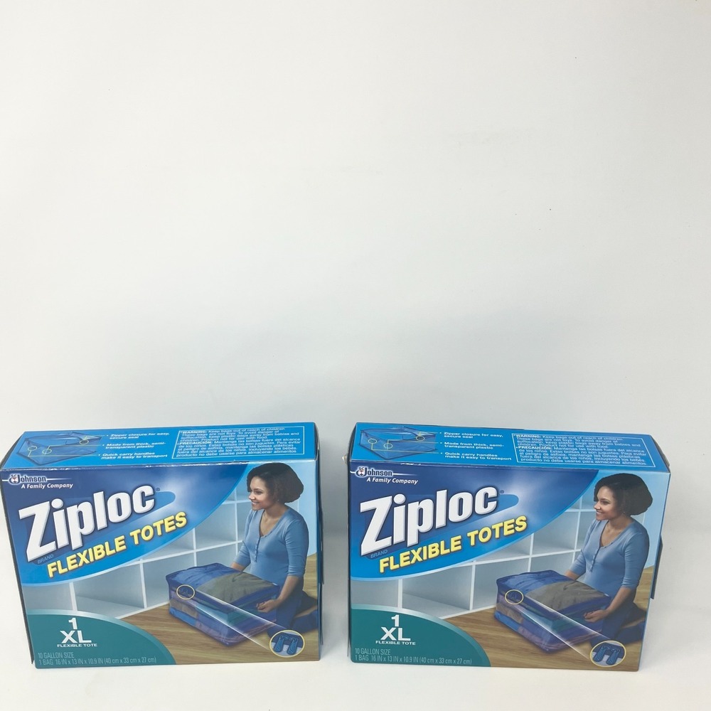 Ziploc XL X-Large Flexible Storage Tote 10 Gallon Blue Plastic X2 New